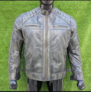 Chaqueta de Motociclista de Cuero Vacuno para Hombre, Estilo Casual Elegante, Impermeable, Cortavientos y Gruesa para Invierno - Product Image 1
