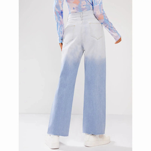 Jeans en denim délavé pour femmes personnalisable en gros pantalon en jean large déchiré effiloché pour femmes - Product Image 6