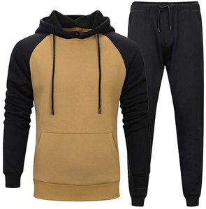 Ensemble de survêtement deux pièces pour homme 2026 personnalisé, léger, en molleton de coton premium, à capuche, uni ou imprimé, pour le sport - Product Image 1