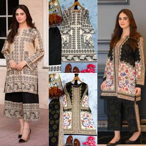 Kurti imprimé en feuille de coton avec pantalon brodé et ensemble Dupatta pour vêtements de fête d'hiver disponible au prix de gros - Product Image 6