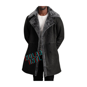 Personalizado de los hombres de invierno de moda piloto Shearling Trimmed Bomber motocicleta chaquetas de cuero para los hombres - Product Image 4