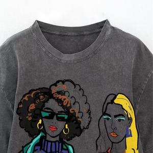 Comprar alta calidad Retro cuello redondo manga corta Top Girl gráfico camisetas para las mujeres - Product Image 2