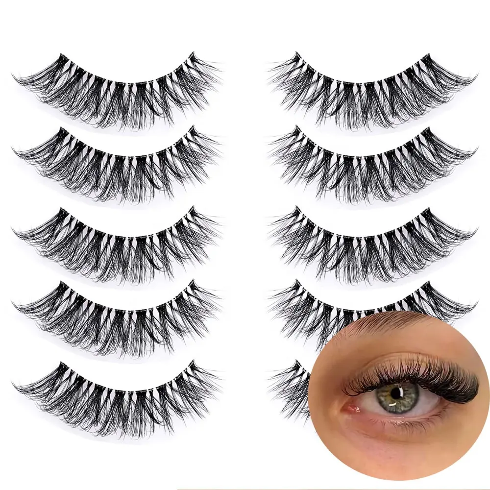 High quality natural looking vegan faux mink clear band russian lashes wholesale individual false eyelashes pack