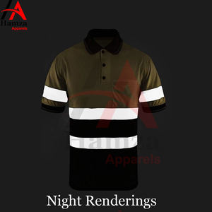 Tela de malla de poliéster de alta visibilidad 160gsm Polo Impresión reflectante Cuello acanalado Manga corta Camisa de seguridad de color rosa - Product Image 3