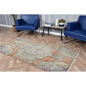 พรมวินเทจ 3.37x6.4 ฟุต สีส้มเทา พรมขนสัตว์แบบตะวันออก ตุรกี - Product Image 5