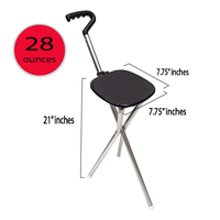 Vente chaude décontracté voyage bâtons de marche confortable poignée en caoutchouc solide motif en acier inoxydable siège en aluminium pour régulier