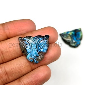 หินอัญมณีแกะสลักรูปสิงโตขนาด26มม. AAA + labradorite ธรรมชาติหินอัญมณีแกะสลักรูปสัตว์ - Product Image 4