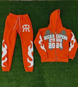 À la mode Acid Wash Zip Hoodie pour hommes 100% coton 500GSM Vintage Streetwear avec strass et DTG Print Design automne hiver - Product Image 4