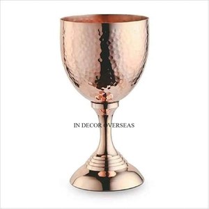 Hammered Texture Copper Antique Finished High Standard Quality Metal Made Red Wine And Beer Drinkware <b>Goblet</b> <b>Glass</b> From India - Product Image 1