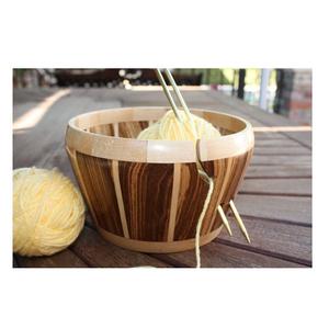Top selling large wooden <b>bowl</b> handcrafted unique design sewing storage holder portable countertop decoration wooden yarn holder - Product Image 2