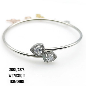 Bracelet en argent CZ en forme de coeur 925 Sterling Zircon cubique pavé réglage bracelets de Tennis solides pour les filles fête et cadeau - Product Image 1
