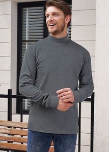 Nuevo OEM logotipo personalizado suave Mock Neck sudadera de manga larga medio cuello alto pulóver camisas para hombres OEM - Product Image 5