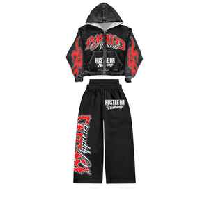 Wholesale Custom Acid Wash <b>Screen</b> Printed Winter Street Wear Tracksuit Mens 2-Piece Sets 100% Cotton Heavyweight Breathable - Product Image 2