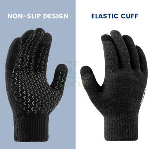 Gants d'hiver durables pour hommes et femmes, doublure en coton acrylique, compatibles avec les écrans tactiles, design tricoté chaud, uni, quatre saisons, extérieur, froid - Product Image 2