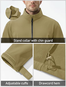 Veste Softshell doublée polaire pour homme, légère, imperméable, coupe-vent, zippée, manteau d'hiver, randonnée tactique - Product Image 5