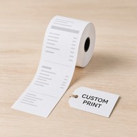 Stiker Label Kertas Gulung Anti Air Perekat Kuat untuk Struk Supermarket, Barcode Harga Eceran, Dapat Digosok