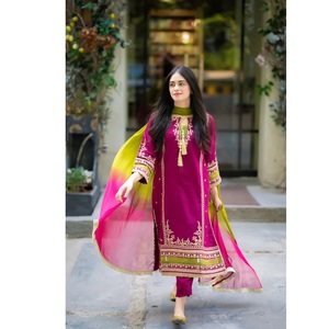 Belle couleur Anarkali robe Lengha Salwar Kameez belle robe de mariée indienne pakistanaise faite à la main à partir de Viscose Style traditionnel - Product Image 2