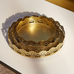 Ensemble de plateaux ronds décoratifs en métal fabriqués à la main, plateaux de service pour collations, plateau décoratif pour la maison - Product Image 5