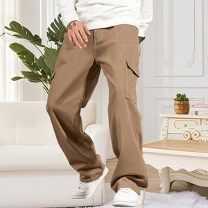 กางเกงยีนส์ขาบานเอวสูงของผู้ชายกางเกงยีนส์ขากว้างกางเกงยีนส์ทรงหลวมเย็บตัดสีตัดกันกางเกงยีนส์เล่นสเก็ตกางเกงทั่วไปสำหรับฤดูร้อนกลางแจ้ง - Product Image 3