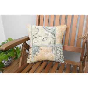 หมอนผ้าขนแกะสีเบจถักลายแคนธา14x14นิ้วสไตล์วินเทจผ้าหนานุ่มสำหรับใช้บนพื้น - Product Image 1