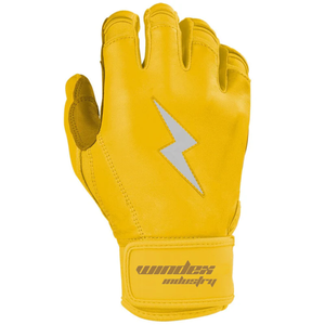 Premium Yellow & Brown With Strong Grip <b>Long</b> Cuff Leather Unique Design Baseball Batting Glove - Product Image 5