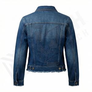 Veste en jean pour femme, nouvelle mode, meilleur prix, design respirant, fermeture éclair, coque en coton, col mandarin, personnalisable - Product Image 2