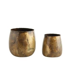 Maceta de metal con acabado dorado para restaurantes al aire libre, hogar y jardín, ambiente cálido y acogedor con acentos naturales - Product Image 6