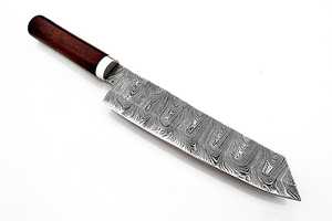 Cuchillo de cocina de acero de Damasco hecho a mano de alta calidad con hoja de acero de Damasco y mango de madera con Funda de cuero - Product Image 6