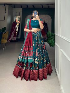 2024 dernier pur coton Lehenga Choli & Dupatta avec Gamthi Patch travail Gota Patti dentelle tactile travail femme robe de soirée nouvelle mode - Product Image 3