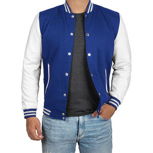Baseball Jersey Varsity Jacket Fabricants de vêtements Personnalisés Vente en gros Coupe-vent Imperméable PU Sleeve Veste en cuir pour hommes - Product Image 1