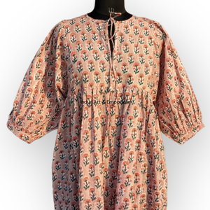 เดรสแม็กซี่ลายดอกไม้สไตล์อินเดียเดรสลำลองแขนยาวพิมพ์ลายสไตล์โบฮีเมียน - Product Image 5