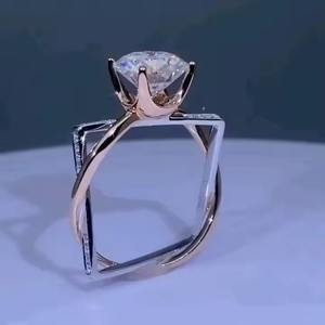 Bague de fiançailles de luxe pour filles, diamant or, moissanite et laboratoire entièrement diamants, bague au design unique personnalisé pour les filles - Product Image 6