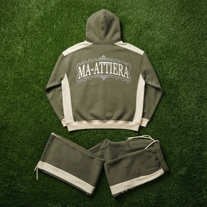 Conjunto de Sudadera con Capucha y Pantalones Deportivos Color Verde Oliva para Hombre, Personalizado, de Algodón y Felpa, Ropa Deportiva Urbana, Venta al Por Mayor OEM - Product Image 5
