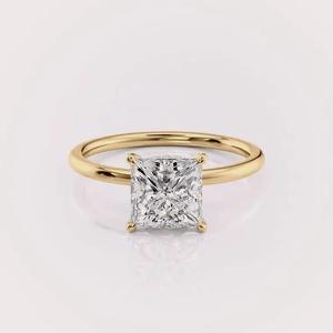 IGI Certified Princess Shape Lab Created Diamond Engagement <b>Ring</b> 14K White / Yellow & Rose Gold Hidden Halo Bridal <b>Ring</b> - Product Image 6