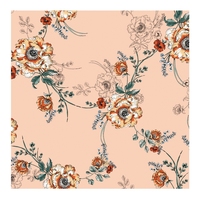 Tela de Poliéster 125 Koshibo Suave con Estampado Digital Personalizado sobre Fondo Negro y Flores Nuevas para Vestido de Noche de Boda para Mujer