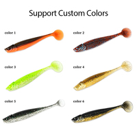 Señuelo de Pesca de PVC Personalizable de 6.5cm y 2.5g, 6 Colores, Atrayente de Peces, Señuelo Suave con Cola de Paleta, Señuelo Suave con Cola en T para Lubina y Trucha