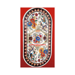 Attractive Design Handmade Modern Dining <b>Table</b> Top White Marble Mix Inlaid With Semi-Precious White Marble Inlay <b>Work</b> <b>Table</b> Tops - Product Image 1