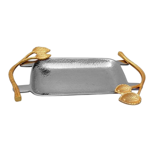 Plateau de service pour collations de forme ovale de luxe de la plus haute qualité Plateau de service pour aliments sucrés en acier inoxydable martelé En vente - Product Image 6