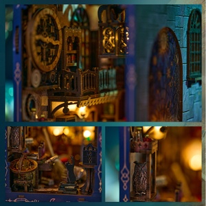 IIECREATE Kit DIY Magic Book Nook, Puzzle <span class=keywords><strong>en</strong></span> <span class=keywords><strong>bois</strong></span> 3D série Purple Dark pour maison de poupée, modèle miniature, vente <span class=keywords><strong>en</strong></span> gros - Product Image 2