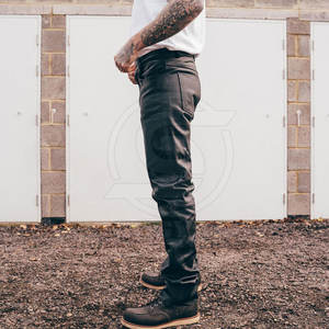 Pantalones de Cuero Casuales Ligeros para Hombre, Estilo Único, Hechos a Medida, con Lavado Oscuro y Cierre de Botones - Diseño Personalizable - Product Image 4