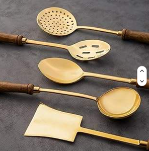 Premium Handcrafted Brass <b>Ladle</b> & Skimmer Set Traditional Kitchen Tools for Serving Frying & Straining Durable & Elegant Design - Product Image 5