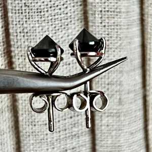 Black Zircon Stud <b>Earrings</b> Reverse Set <b>Screw</b> Back Sterling Silver Gold Plated Elegant Fine Jewelry Gift For Her - Product Image 6