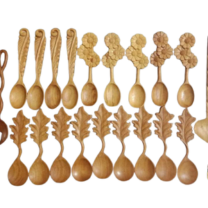 Cuillères en bois rustiques fabriquées à la main fabriquées au Vietnam avec du bois rouge, du bois d'acacia, des cuillères gravées en bois de frêne à un prix compétitif - Product Image 2