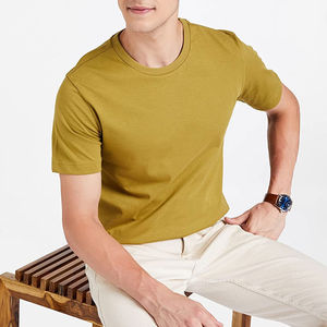 เสื้อยืดแขนสั้นผู้ชายคุณภาพสูงขายส่ง พิมพ์ลายตามสั่ง ผ้าถักสีพื้น บริการ OEM - Product Image 3