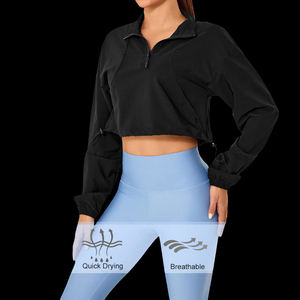 เสื้อแจ็คเก็ตออกกำลังกายสำหรับผู้หญิง แบบมีซิป คอตั้ง แขนยาว กระชับสัดส่วน ระบายอากาศ แห้งเร็ว เหมาะสำหรับวิ่งและโยคะ - Product Image 3