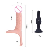 Dildo réaliste en silicone creux avec manchon d'extension et ceinture, 7 pouces, pour jeu en couple