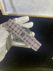 Montre mécanique en acier inoxydable pour femmes, luxe glacé, moissanite, mouvement MIYOTA, cadran en verre analogique, style hip-hop, rappeur, haut de gamme - Product Image 5