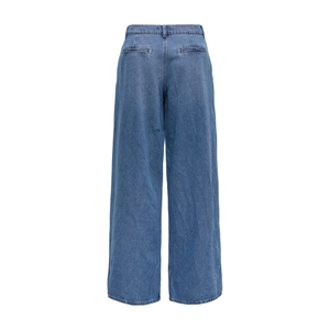 Pantalon en jean droit oversize pour femme décontracté, taille mi-haute, pantalon long avec trou de jambe large circulaire, jambe large respirante - Product Image 2