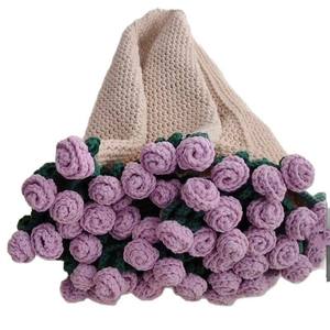 Manta de Ganchillo con Ramo de Rosas, Tejida a Mano con Hilo de Algodón de Leche, Manta con Flores de Lirio de los Valles, Artesanía Textil y de Tejido - Product Image 1