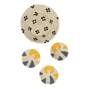 Modern <b>Art</b> Style Natural Sabai Grass Wall Decor Handmade <b>Framed</b> Round Wicker Hanging Basket Factory Sale for Home Use - Product Image 1